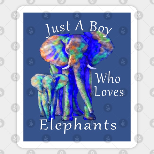 Just A Boy Who Loves Elephants Sticker by macdonaldcreativestudios